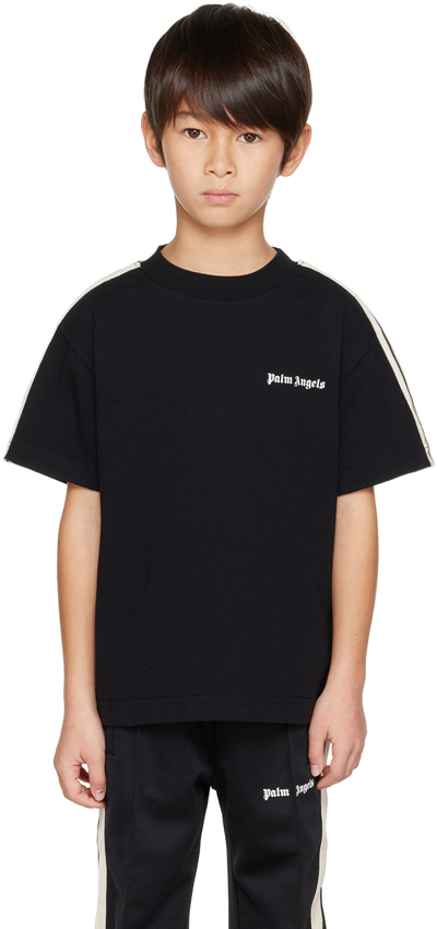 Shop Palm Angels Kids Black Printed T-shirt In Black White