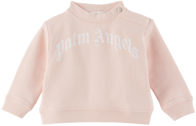 Shop Palm Angels Baby Pink Printed Sweatshirt In Pink White