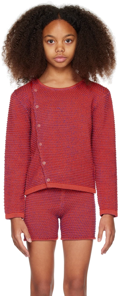 Shop Eckhaus Latta Ssense Exclusive Kids Red Field Snap Cardigan In Red Blue