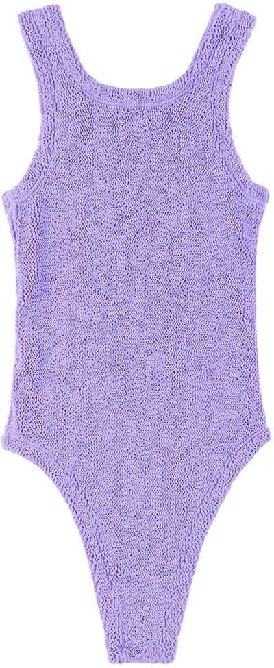 Shop Hunza G Kids Purple Alva One-piece Swimsuit In Lilac