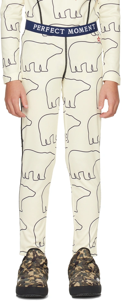 Shop Perfect Moment Kids Off-white Polar Bear Thermal Leggings In Polar Bear Print