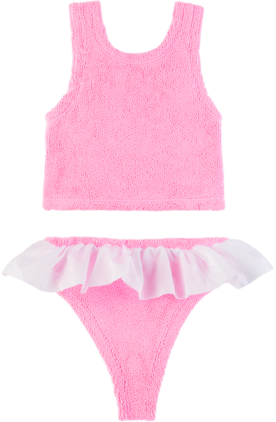 Shop Hunza G Kids Pink Olive Bikini In Bubblegum