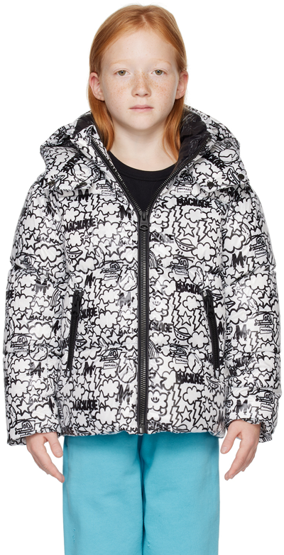 Shop Mackage Kids White & Black Matthew Langille Edition Jesse-mlpr Down Jacket In Print