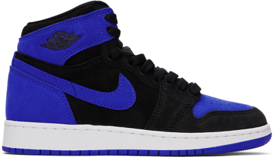 Shop Nike Kids Blue & Black Air Jordan 1 High Og Big Kids Sneakers In Black/royal Blue
