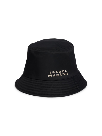 Shop Isabel Marant Women's Haley Embroidered Logo Bucket Hat In Black