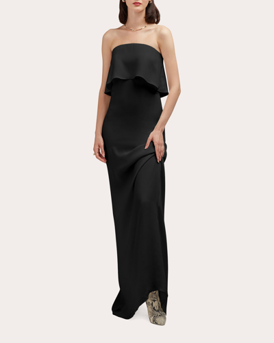 Shop Careste Women's Chiara Silk Column Gown In Black