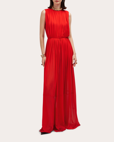 Shop Careste Women's Myra Pleated Silk Gown In Red