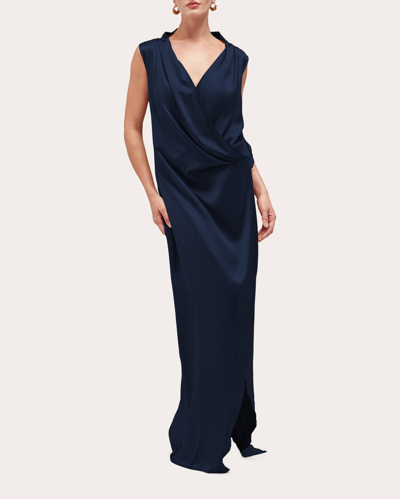 Shop Careste Women's Kylie Silk Wrap Gown In Blue