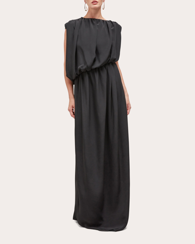 Shop Careste Women's Raya Silk Drape Gown In Black