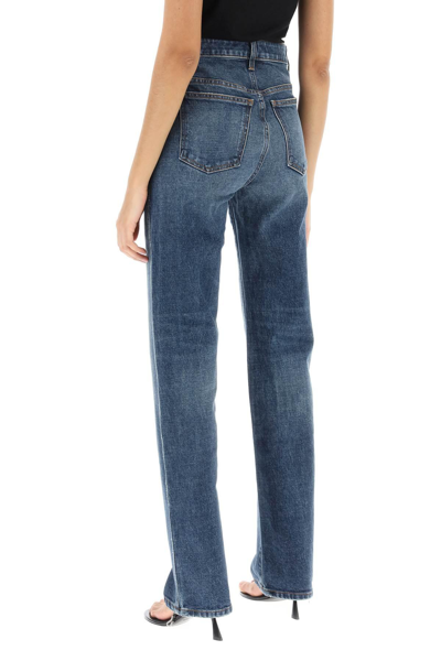 Shop Khaite Danielle Straight Leg Jeans In Blue