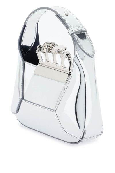 Shop Alexander Mcqueen The Jewelled Hobo Mini Bag In Silver