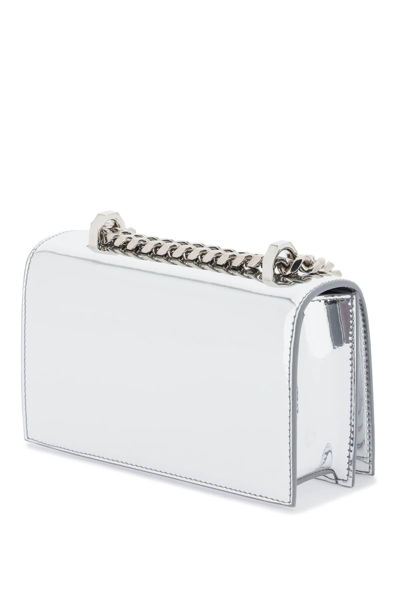 Shop Alexander Mcqueen Mini Jewelled Satchel Bag In Silver