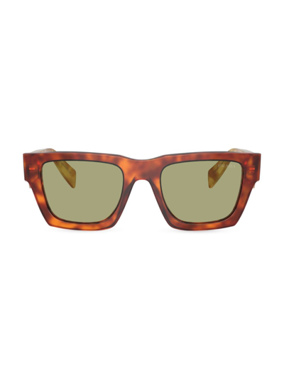 Shop Prada Men's Symbole 0pr A06sf 54mm Pillow Sunglasses In Light Havana Green