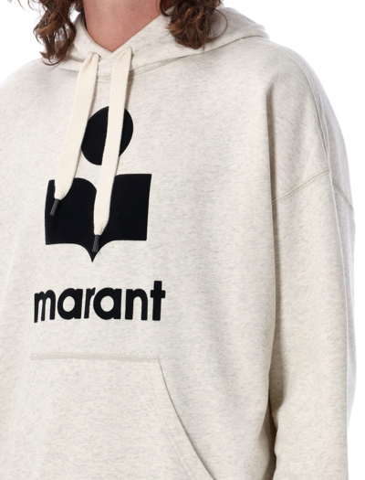 Shop Isabel Marant Miley Logo Hoodie Swatshirt In Ecru