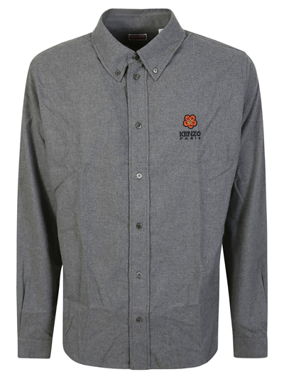 Shop Kenzo Flannel Shirt In Grey