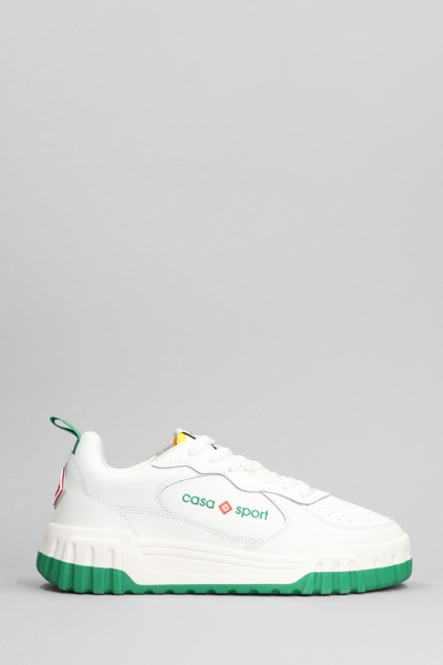 Shop Casablanca Tennis Court Sneakers In White Leather