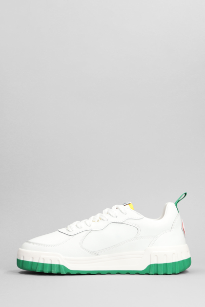 Shop Casablanca Tennis Court Sneakers In White Leather