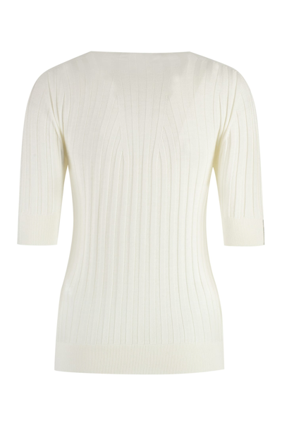 Peserico Ribbed Knit T-shirt In White