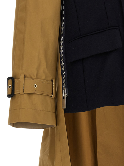 Shop Sacai Double-breasted Trench Coat In Multicolor
