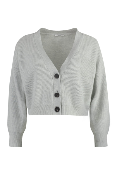 Shop Peserico Wool-blend Cardigan In Grey