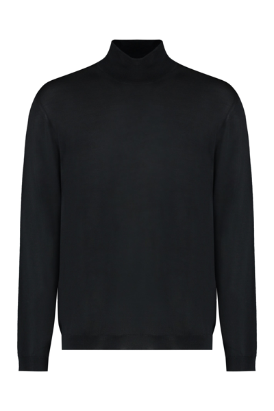 Roberto Collina Turtleneck Wool Sweater Long Sleeves In Black