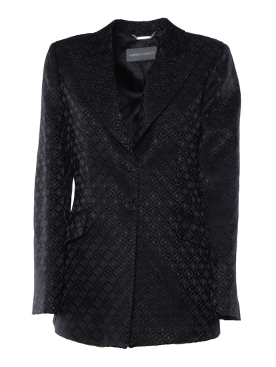 Shop Alberta Ferretti Jacquard Monogram Blazer In Black