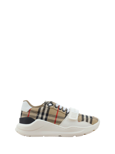 Burberry Check Fabric Sneakers In White