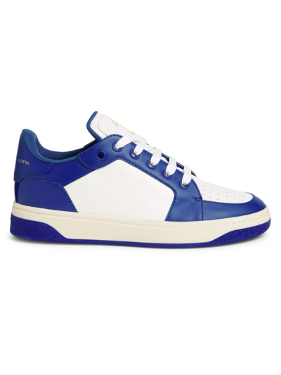 Shop Giuseppe Zanotti Men's Gz94 Colorblocked Leather Low-top Sneakers In White Blue