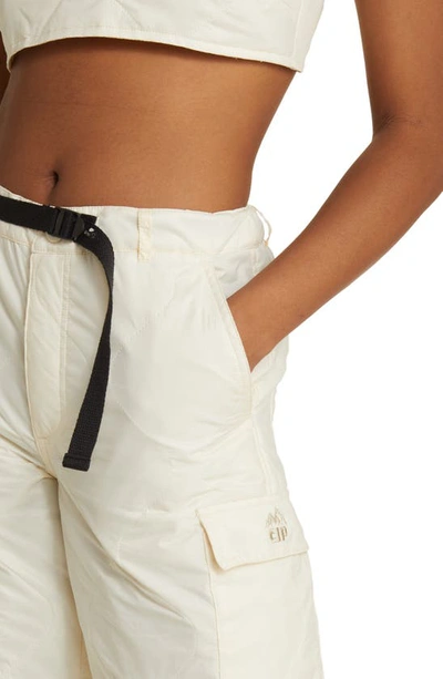 Shop Coney Island Picnic Alpine Slopes Quilted Wide Leg Cargo Pants In Coconut Milk