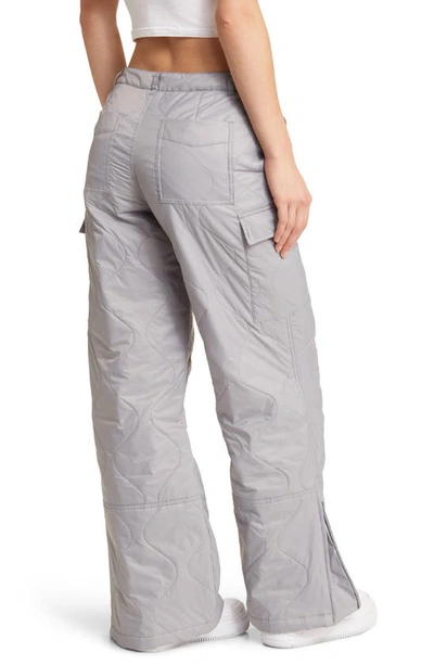 Shop Coney Island Picnic Alpine Slopes Quilted Wide Leg Cargo Pants In Sleet