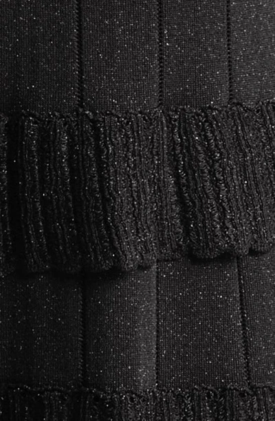 Shop Lela Rose Piper Metallic Long Sleeve Sweater Dress In Black