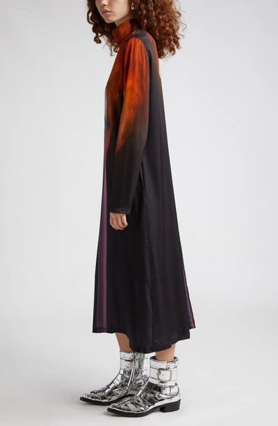 Shop Stine Goya Mille Long Sleeve Midi Dress In Rose On Fire