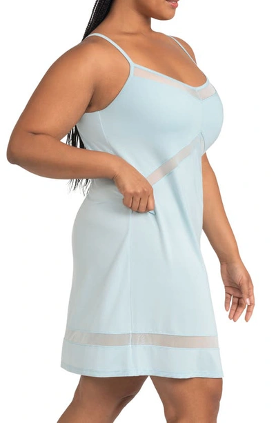 Shop Honeylove Blisswear Mesh Panel Chemise In Glacier