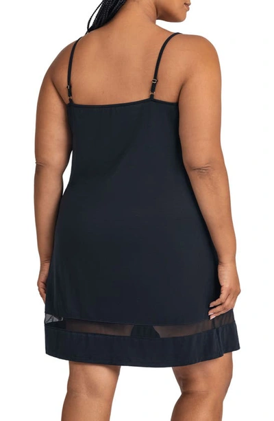 Shop Honeylove Blisswear Mesh Panel Chemise In Midnight