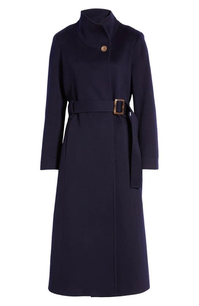 Shop Fleurette Hudson Belted Wool Longline Coat In Midnight