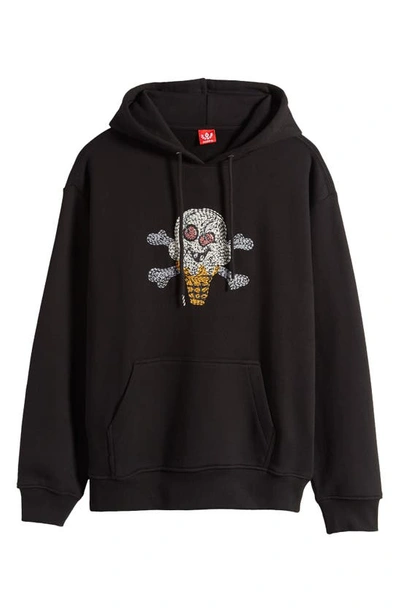 Shop Icecream Croissant Embroidered Hoodie In Black