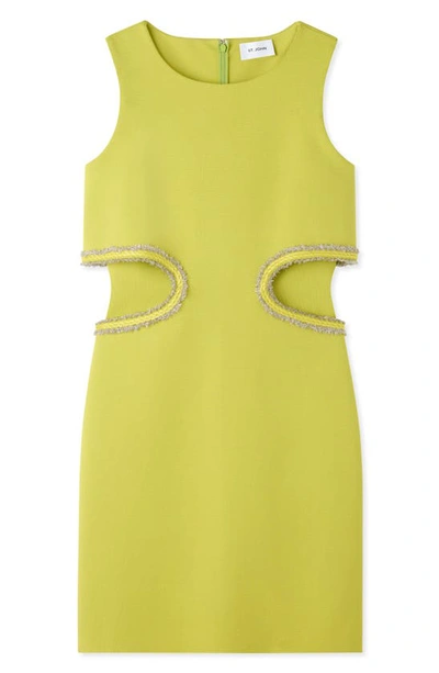 Shop St John Cutout Detail Sleeveless Milano Knit Shift Dress In Chartreuse