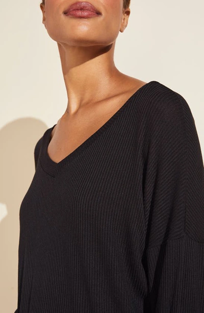 Shop Eberjey Elon Rib Knit Sweater In Black