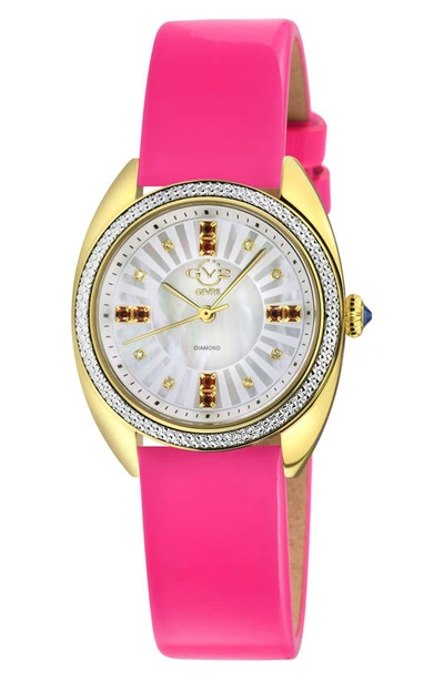 Shop Gv2 Palermo Diamond Leather Strap Watch, 35mm In Pink