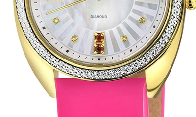 Shop Gv2 Palermo Diamond Leather Strap Watch, 35mm In Pink