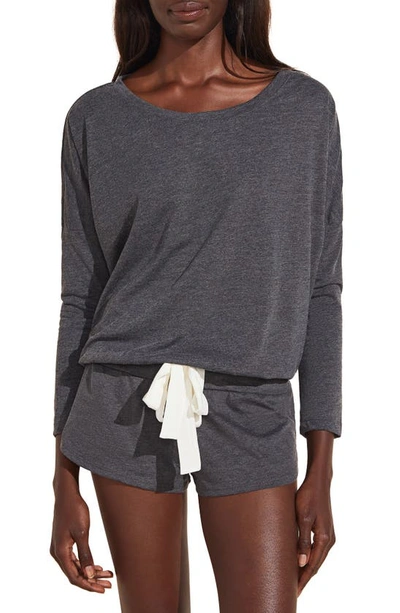 Shop Eberjey Heather Knit Slouchy Tee In Charcoal Heather