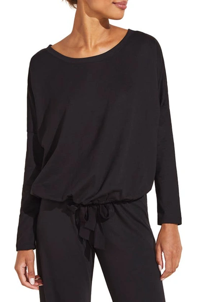 Shop Eberjey Heather Knit Slouchy Tee In True Black