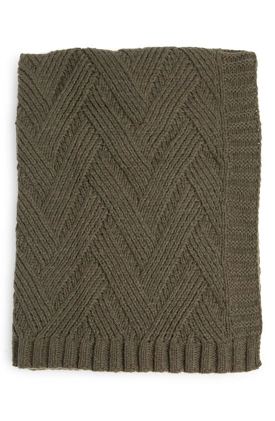 Shop Northpoint Herringbone Knit Throw In Olive