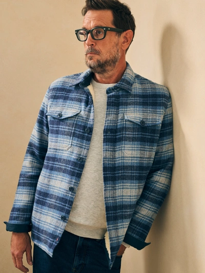 Shop Faherty High Pile Fleece Lined Wool Cpo In Mountain Mist Plaid