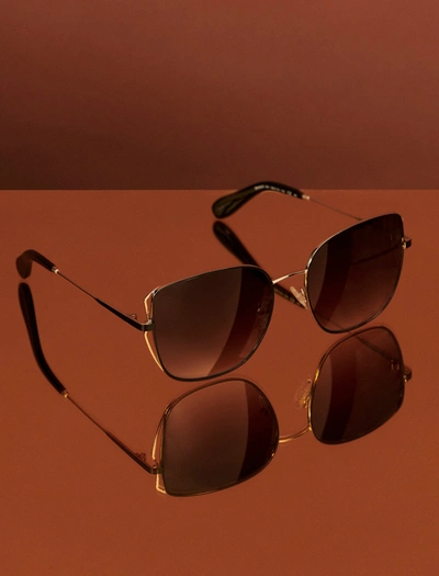 Shop Bcbgmaxazria Muse Square Sunglasses In Shiny Light Gold + Black