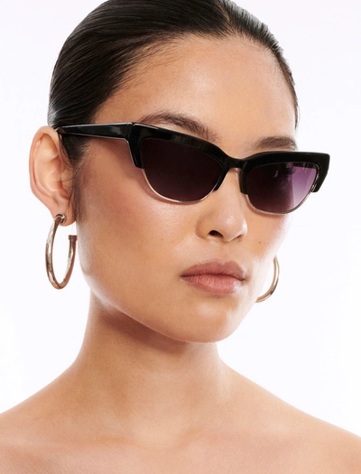 Shop Bcbgmaxazria Retro Kitten Sunglasses In Shiny Black + Shiny Gold