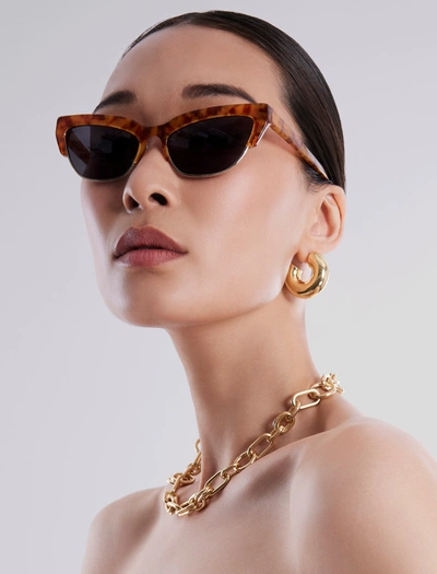 Shop Bcbgmaxazria Retro Kitten Sunglasses In Honey Demi + Shiny Gold