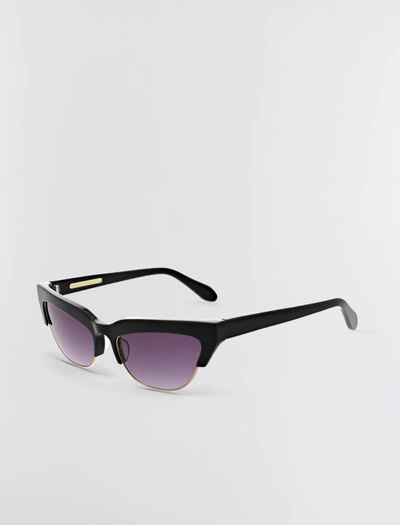 Shop Bcbgmaxazria Retro Kitten Sunglasses In Shiny Black + Shiny Gold