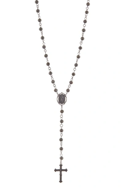 Shop American Exchange Single Rosary Necklace In Shinny Gunmetal