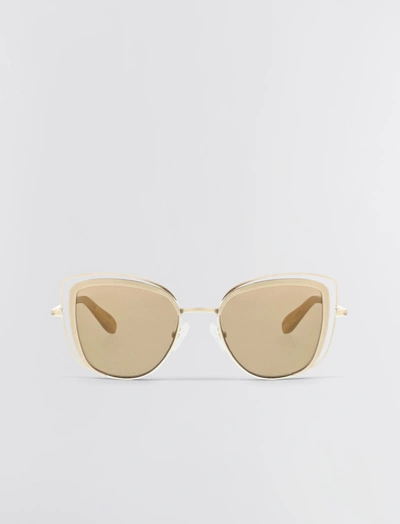Shop Bcbgmaxazria Vented Cat Eye Sunglasses In Shiny Lt Gold/satin Light Gold